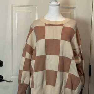 Checkered Brown and Cream Sweater